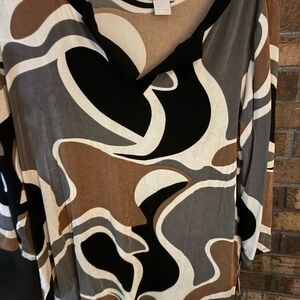 Chicos Stylish Women's Top in Black, White, and Brown